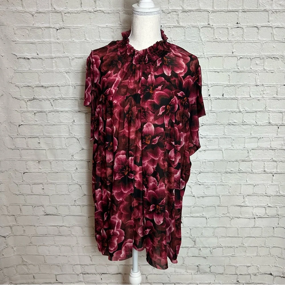 Torrid NWT Floral Mesh Blouse 5X - Picture 1 of 7